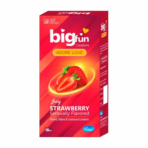 BIGFUN Strawberry Flavoured Dotted Condom 10S