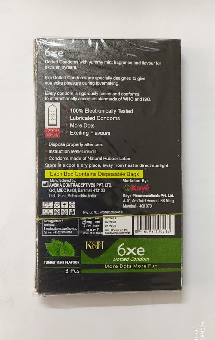 6XE YUMMY MINT CONDOMS 3'S PACK