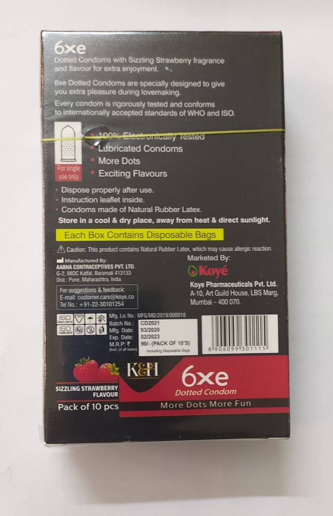 6XE SIZZLING STRAWBERRY CONDOMS 10'S PACK
