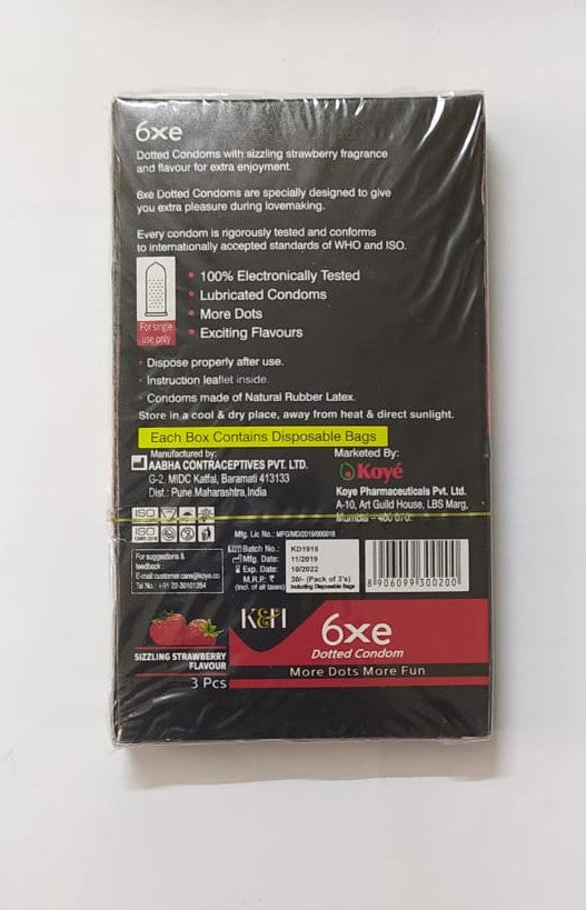 6XE SIZZLING STRAWBERRY CONDOMS 3'S PACK