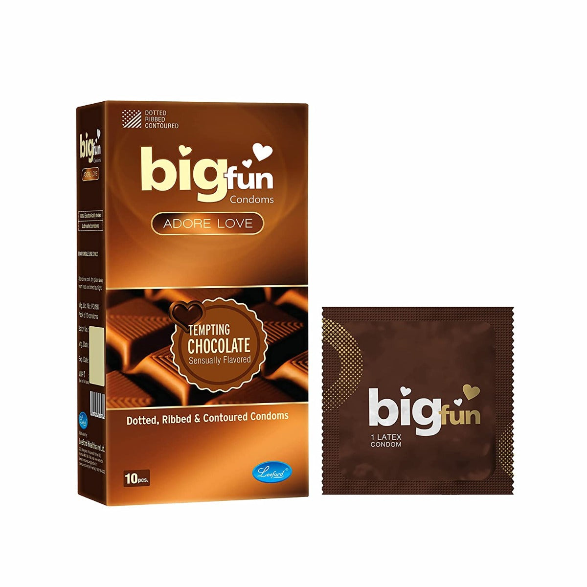 BIGFUN Chocolate Flavored Ribbed, Dotted & Contoured 10'S