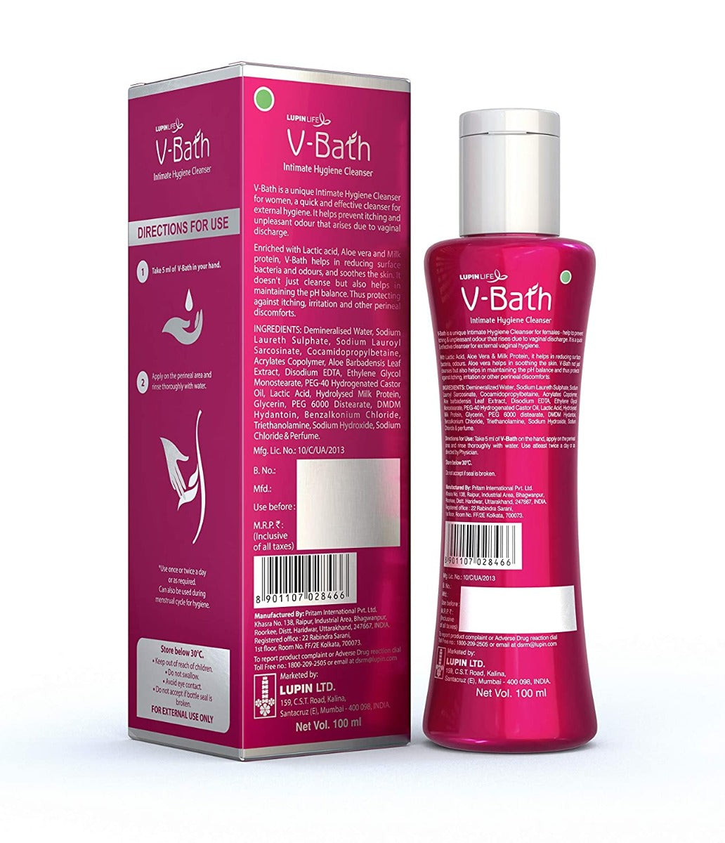 V-Bath Intimate Hygiene Cleanser Natural Aloe Vera and Milk Protein 100ml