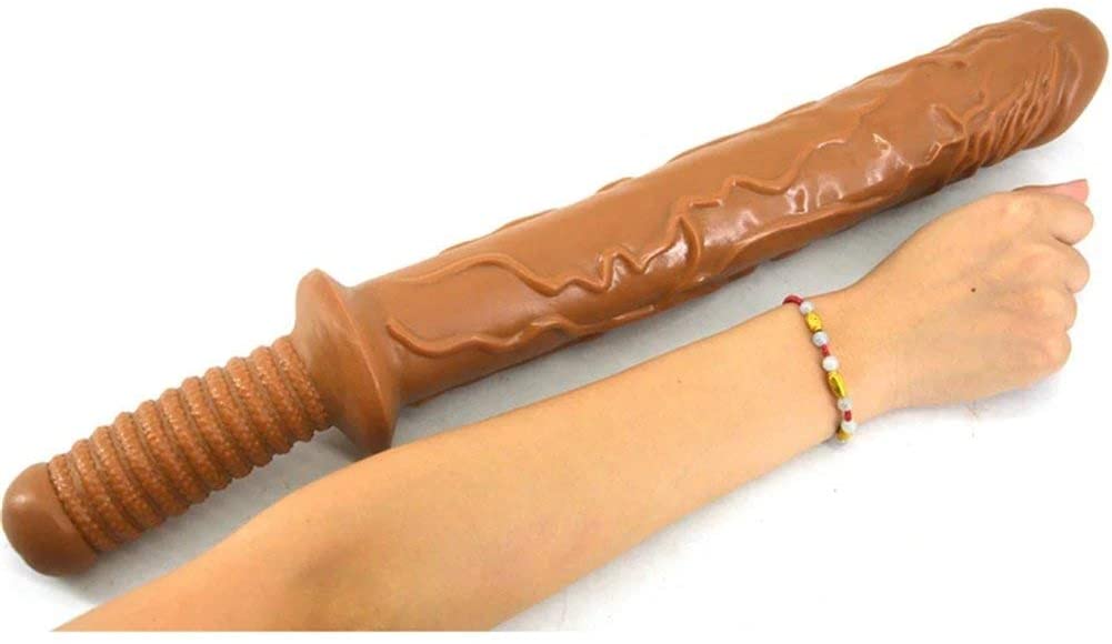 solid brown dildo with Realistic Glans and Handle
