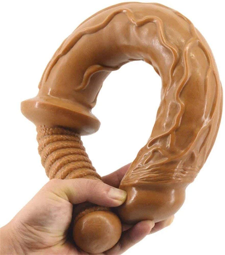 solid brown dildo with Realistic Glans and Handle