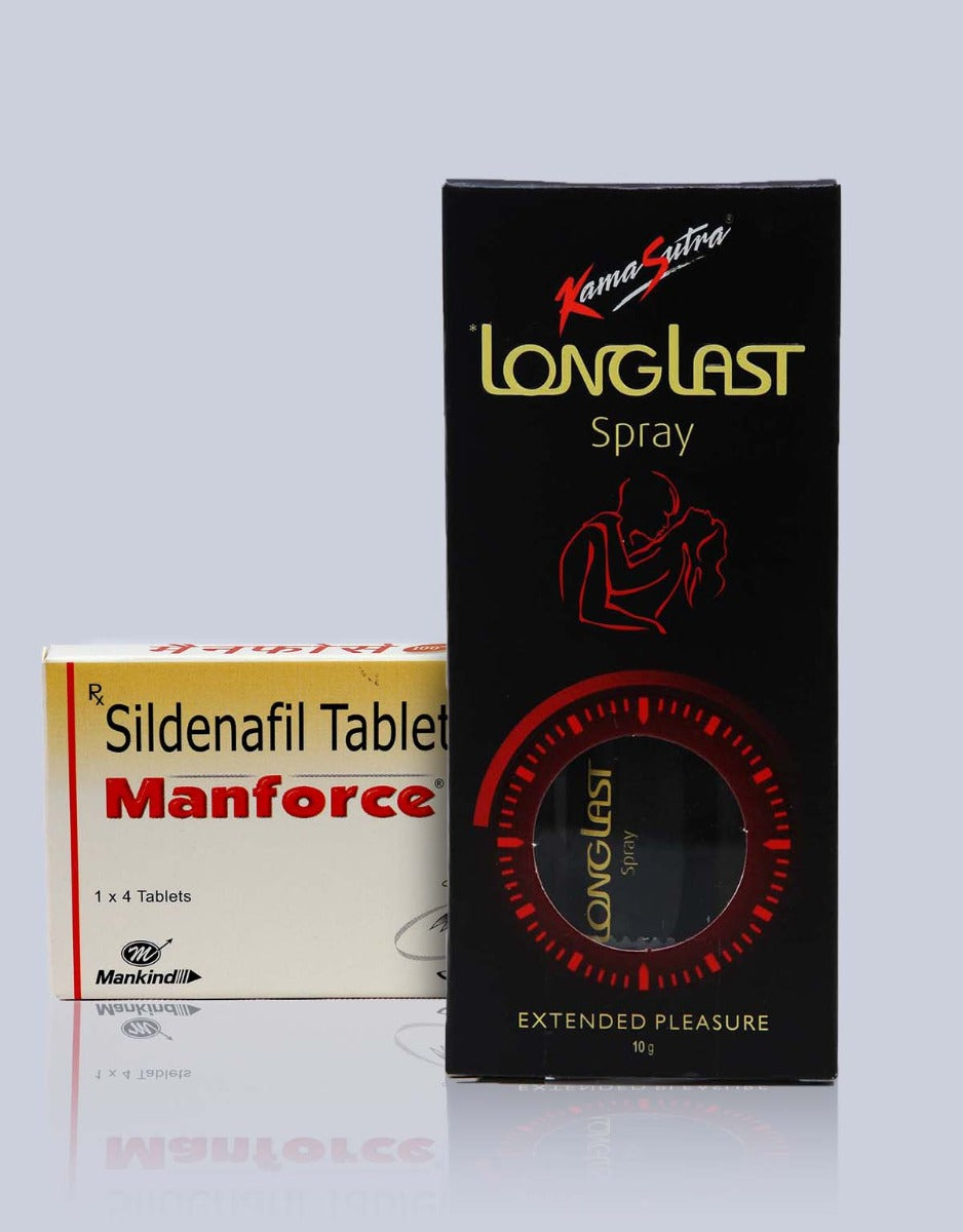 Manforce 100mg Tablet and Kamasutra Longlast Spray