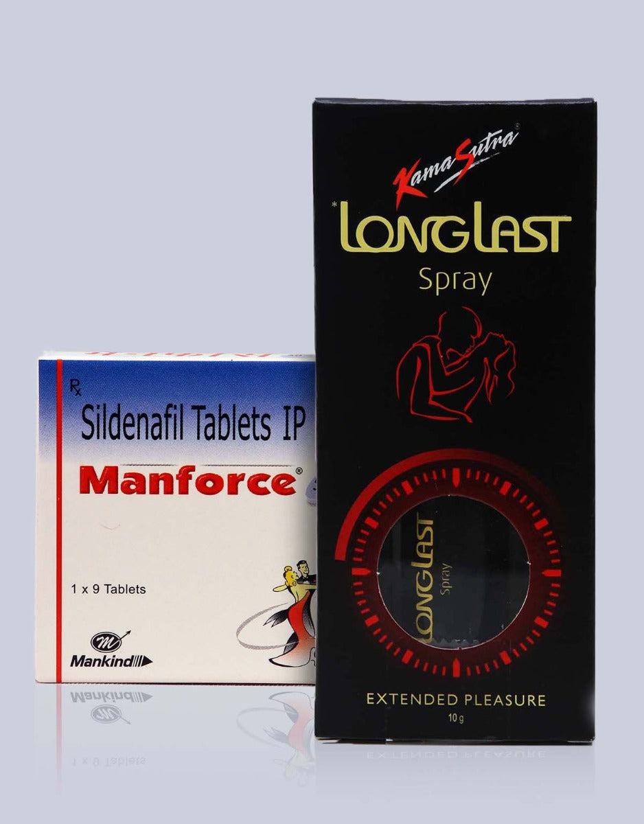 Manforce 50mg Tablet and Kamasutra Longlast Spray