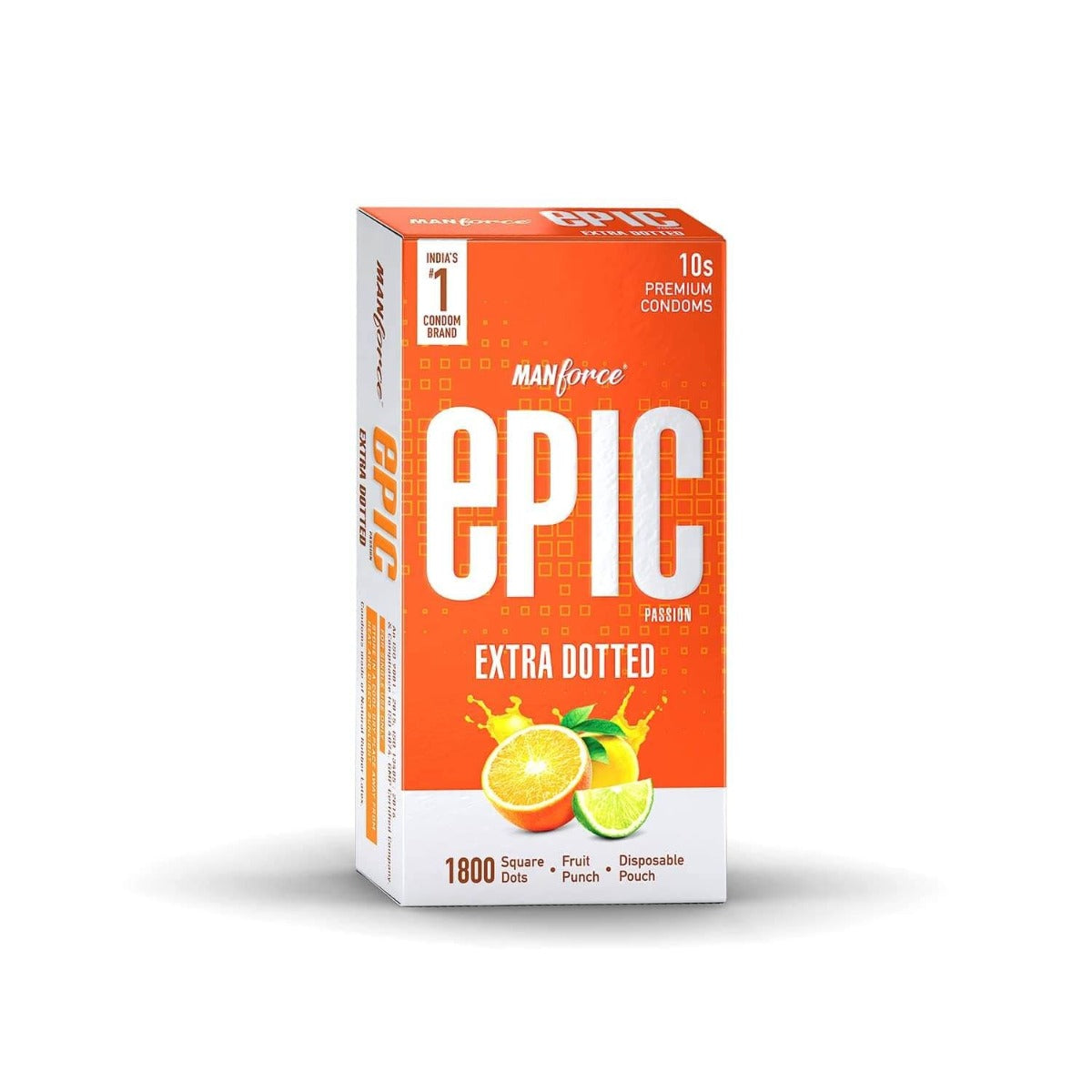 Manforce Epic Passion Extra Dotted Premium Condoms For Men Fruit Punch Flavour, Disposable Pouch 10's