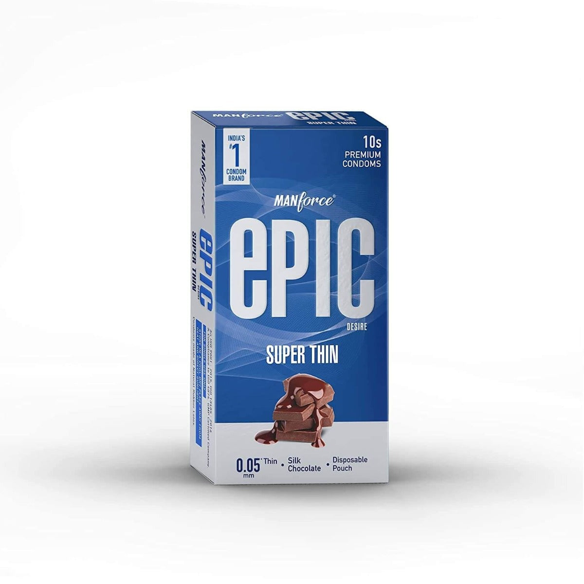 Manforce Epic Desire Super Thin Premium Condoms for Men, Silk Chocolate Flavour 10'S
