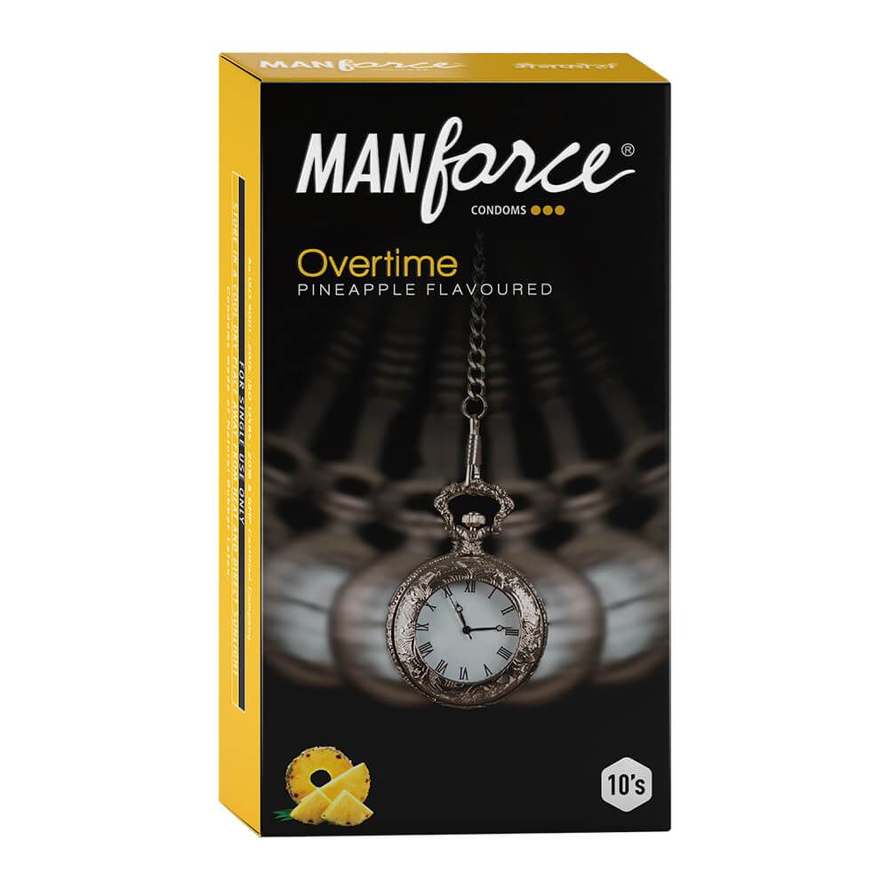 Manforce Overtime Pineapple 3in1 (Ribbed, Contour, Dotted) Condoms - 10'S