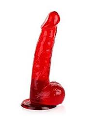 RED JELLY DILDO WITH CUP