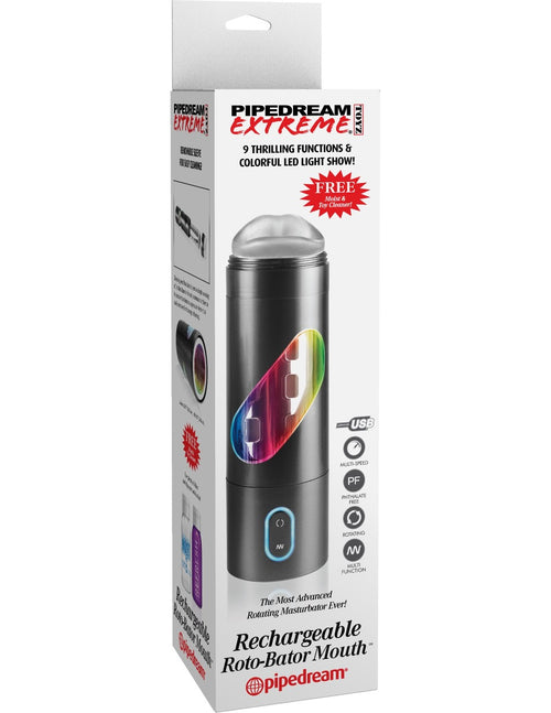 Pipedream - Extreme Rechargeable Roto-Bator Mouth Masturbator (Black)