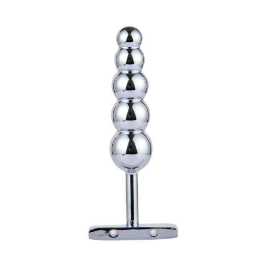 SK DILDO BUTT PLUG WITH BALLS STAINLESS STEEL ROUND HEADED
