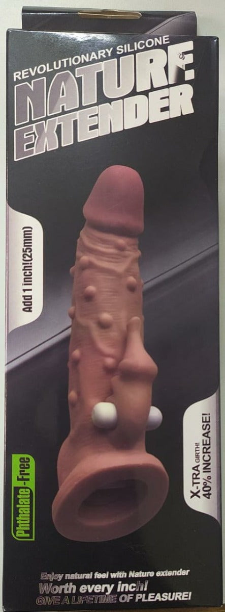 SK NATURE EXTENDER REVOLUTIONARY SILICONE 6.5 INCH PENIS SLEEVE WITH VIBRATOR
