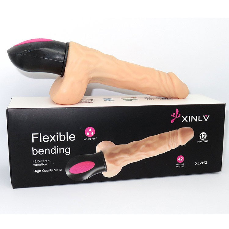 XINLV 12 Modes Realistic Vibrating Dildo Auto Heating USB Rechargeable FOR Women